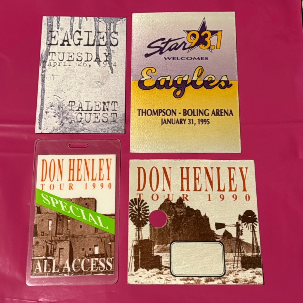 Eagles _ Don Henley all access backstage concert tour passes. Lot of 4 unstuck💫